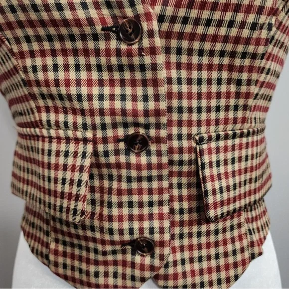 Gingham Vest Blazer Top Sz. Medium - Picture 3 of 6